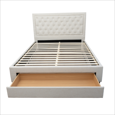 Pat Austin 140x200 cu sertar frontal și somieră, crem – tăblie capitonată [5]