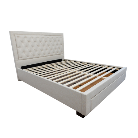 Pat Austin 140x200 cu sertar frontal și somieră, crem – tăblie capitonată [7]