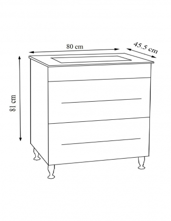 Baza si lavoar baie GN0541, alb, cu 2 sertare, 80 cm [6]