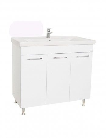 Baza si lavoar baie GN0541 alb 80 cm cu 3 usi si picioare cromate [1]