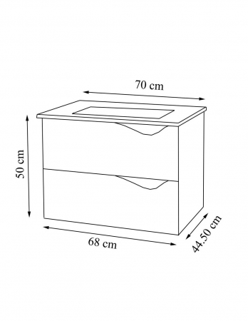 Mobilier baie suspendat alb cu lavoar si 2 sertare [1]