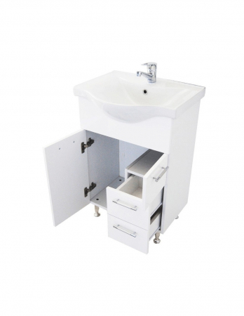 Set mobilier baie GN1531 cu lavoar ceramic alb si picioare cromate [2]