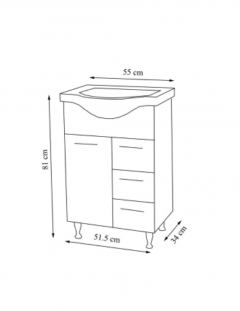 Set mobilier baie GN1531 cu lavoar ceramic alb si picioare cromate [4]