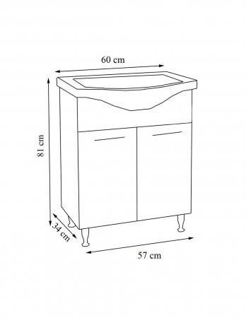 Baza si lavoar baie GN1531 - 60 cm alb cu usi [3]