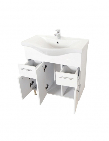 Set mobilier baie GN1531 alb cu lavoar ceramic - Vedere frontală [2]