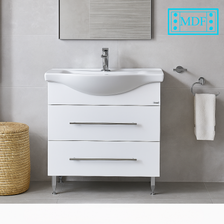 Baze cu lavoar - Set mobilier baie GN1871 cu lavoar alb si baza cu sertar