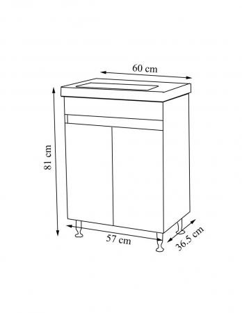 Baza si lavoar baie GN2861 - 60 cm  [3]