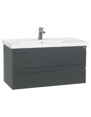Set mobilier baie suspendat GN7861 90 cm gri antracit cu lavoar ceramic [1]