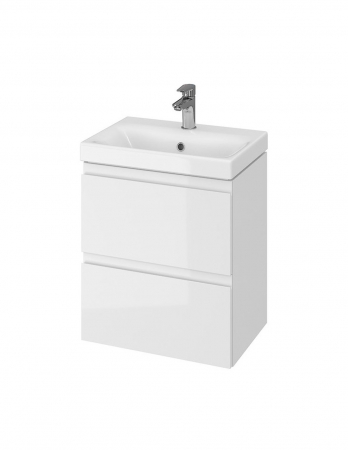 Set mobilier baie suspendat CS9731, 50 cm, alb lucios, cu sertare și lavoar ceramic [1]