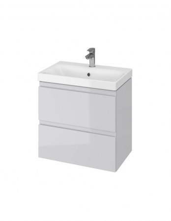 Set mobilier baie suspendat CS9761, 60 cm, gri lucios, cu lavoar [1]