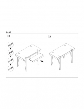 Birou HM B39 maro din MDF laminat cu picioare metalice negre si sertar [5]