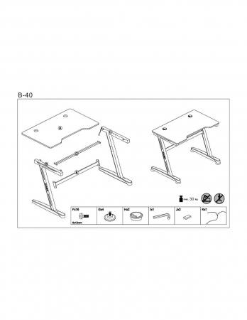 Birou de gaming negru HM B40 cu iluminare LED RGB si scaun ergonomic [12]