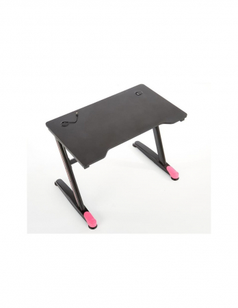 Birou de gaming negru HM B40 cu iluminare LED RGB si scaun ergonomic [5]