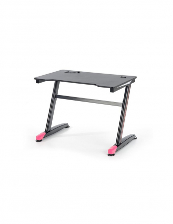 Birou de gaming negru HM B40 cu iluminare LED RGB si scaun ergonomic [1]