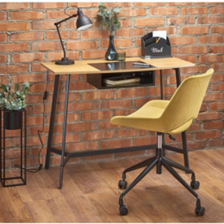 Birou - Birou HM B41 stejar cu scaun galben si lampa neagra
