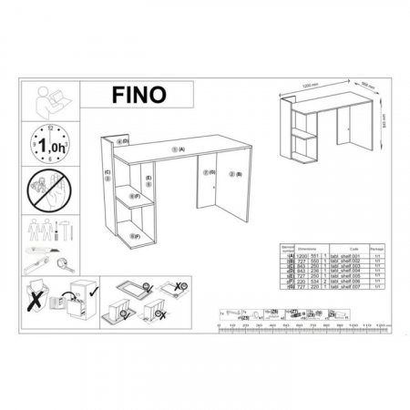 Birou HM Fino cu rafturi, finisaj stejar si gri antracit [2]