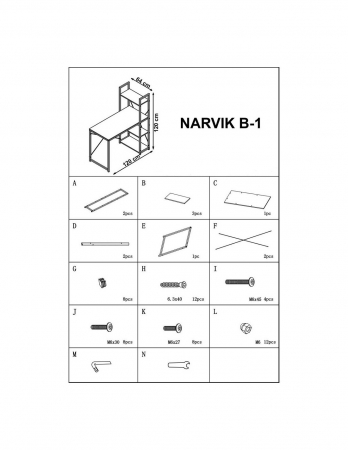 Birou HM Narvik B1 cu rafturi, stejar sonoma si structura alba [4]