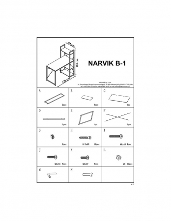 Birou HM Narvik B1 cu bibliotecă integrată, finisaj stejar sonoma și structură metalică neagră [3]
