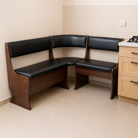 Coltar bucatarie Mioara wenge cu tapiterie piele ecologica neagra [0]