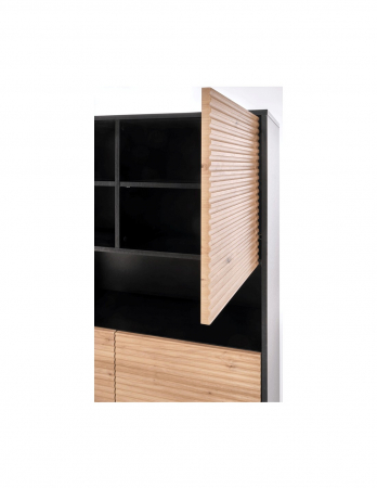 Comoda HM Murano KM3 cu fronturi riflate din stejar artizanal si carcasa neagra [3]