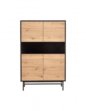 Comoda HM Murano KM3 cu fronturi riflate din stejar artizanal si carcasa neagra [2]