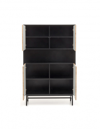 Comoda HM Murano KM3 cu fronturi riflate din stejar artizanal si carcasa neagra [4]