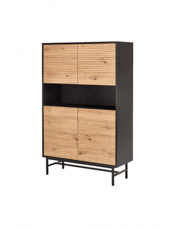 Comoda HM Murano KM3 cu fronturi riflate din stejar artizanal si carcasa neagra [1]