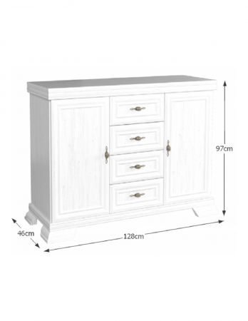 Comoda living VM3 alb antichizat cu 2 usi si 4 sertare [5]