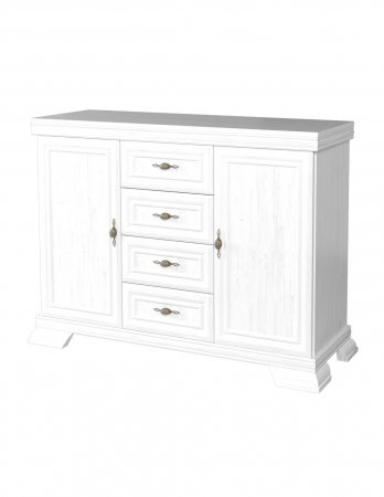 Comoda living VM3 alb antichizat cu 2 usi si 4 sertare [2]