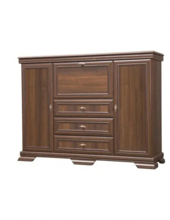 Comoda living din lemn masiv nuc cu 3 sertare si bar [3]