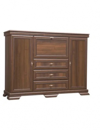 Comoda living din lemn masiv nuc cu 3 sertare si bar [1]