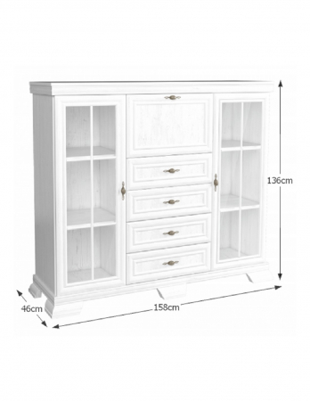Comoda living VM7 alb cu vitrine si sertare [3]