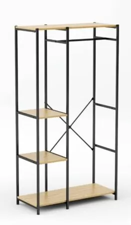 Produse in stoc - Cuier haine hol cu bara de haine si rafturi GN Kolin, cadru metalic, MDF, stejar