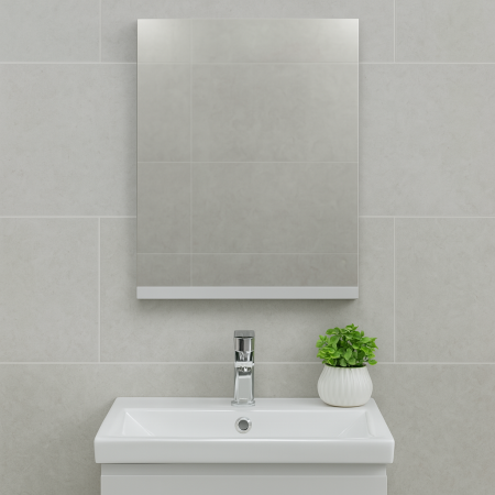 Dulap baie suspendat CS Monde 60 cm gri cu oglinda si etajere [0]