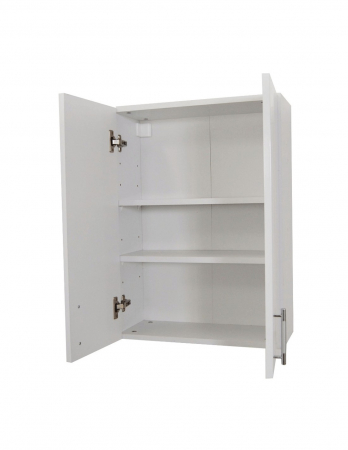 Dulap baie Roma suspendat alb 50 x 68 cm cu usi si manere cromate pe perete [2]