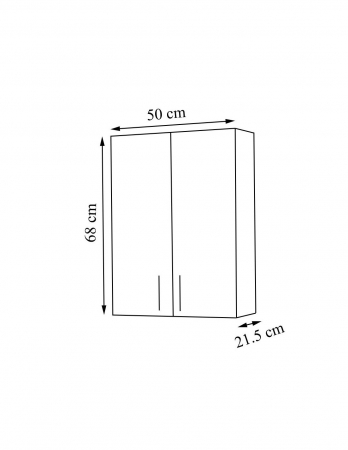 Dulap baie Roma suspendat alb 50 x 68 cm cu usi si manere cromate pe perete [3]