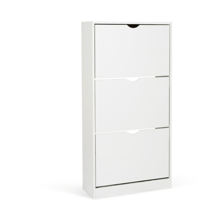 Dulap pentru depozitare pantofi KL Carey, 3 usi rabatabile, 6 rafturi, Pal Melaminat, alb [3]