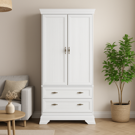 Mobilier living - Dulap VMS1 alb cu doua usi si doua sertare