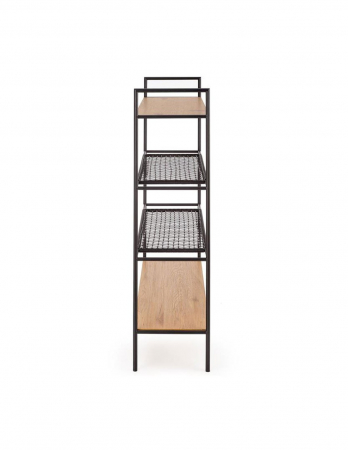 Etajera cu 4 polite metal negru si MDF stejar auriu [4]