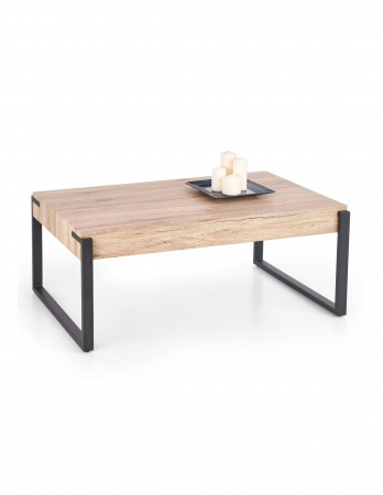 Mese - Masa de cafea HM Capri Stejar San Remo cu structura metalica neagra