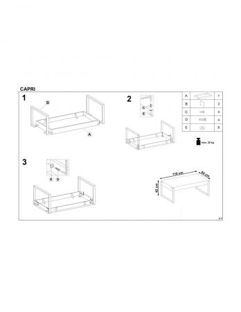 Masa de cafea HM Capri Stejar San Remo cu structura metalica neagra [3]