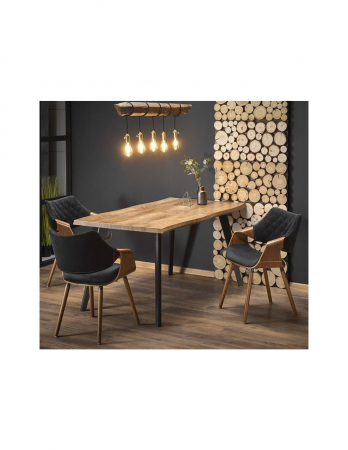 Masa extensibila HM Dickson cu blat din MDF stejar si picioare negre [4]