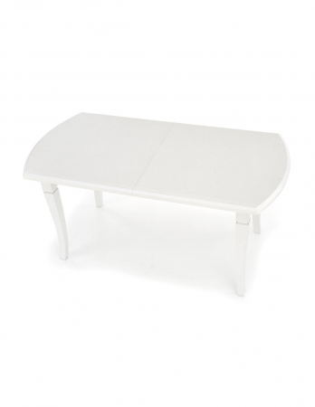 Mese living - Masa extensibila alba HM Fryderyk, blat MDF laminat si picioare din lemn masiv