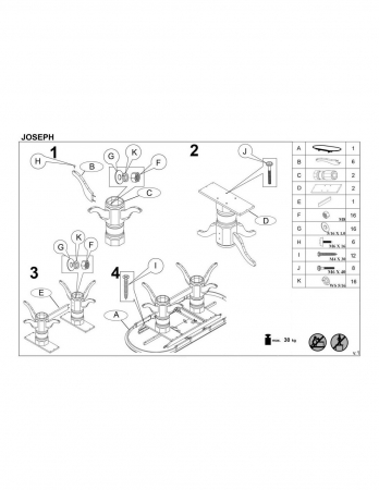 Masa extensibila HM Joseph alba [7]