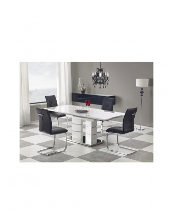 Masa extensibila alba HM Lord cu blat din MDF lacuit si baza din inox [2]