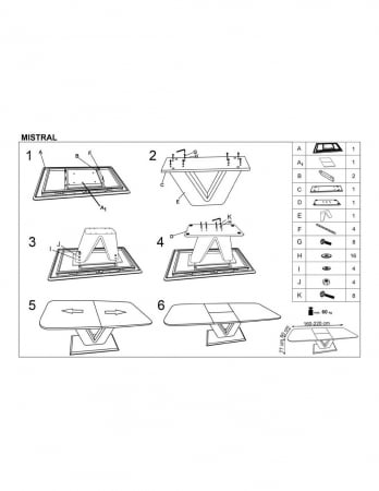 Masa extensibila alba HM Mistral cu baza din inox [6]