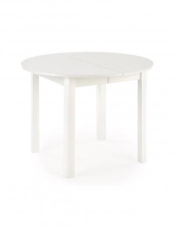 Mese living - Masa extensibila alba Ringo cu picioare din lemn, vista frontala