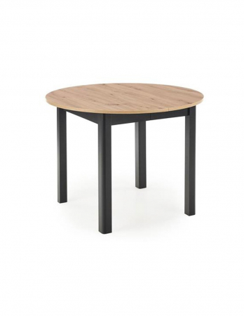 Mese living - Masa extensibila Ringo rotunda cu blat stejar si picioare negre