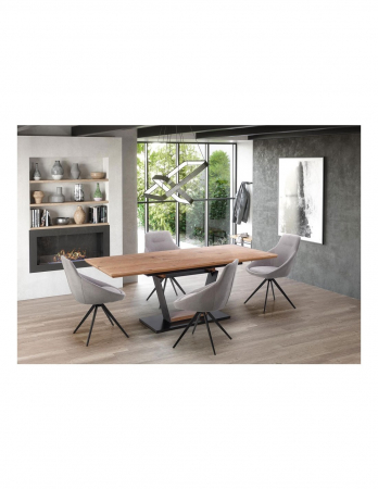 Masa extensibila HM Urbano, blat stejar auriu, baza metalica neagra [5]