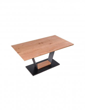 Masa extensibila HM Urbano, blat stejar auriu, baza metalica neagra [2]